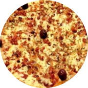 Premium: Bacon - Pizza Grande 35cm (Ingredientes: Azeitona Preta, Bacon, Molho de tomate caseiro, Mussarela, Orégano)