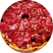 Premium: Argentina - Pizza Grande 35cm (Ingredientes: Azeitona Preta, Calabresa, Frango Desfiado, Milho, Molho de tomate caseiro, Mussarela, Orégano, Presunto)