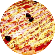 Tradicionais: Buona - Pizza Grande 35cm (Ingredientes: Azeitona, Calabresa Moída, Catupiry, Cebola, Molho de tomate caseiro, Orégano, Presunto)