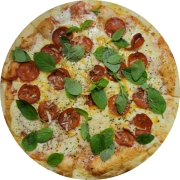 Gourmet: Mamma Luzia - Pizza Pequena 25cm (Ingredientes: Manjericão Fresco, Molho, Mozzarella, Orégano, Pepperoni Fatiado, Queijo Grana Padano)