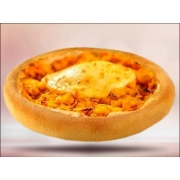 Esfihas gourmet: FRANGO COM QUEIJO - Esfiha salgada (Ingredientes: Frango desfiado temperado, Massa especial de esfiha, Mussarela)