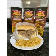 Hot Dogs - Salgados: Strogonoff de Carne - Hot Dogs (Ingredientes: Batata Palha, Catchup, Champignon, Maionese, Milho, Mostarda, Pão, Queijo, Strogonoff de Carne, Tomate, Vina)