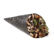 Temaki (Cone): Temaki Skin - Temaki (Ingredientes: Alga, arroz, Enrolado com pele de salmão frito, gergelim, Tarê)