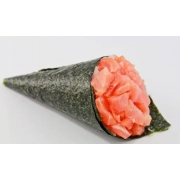 Temaki (Cone): Temaki de Salmão - Temaki (Ingredientes: Alga, arroz, Salmão)