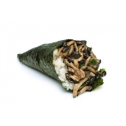 Temaki (Cone): Temaki de Shimeji - Temaki (Ingredientes: Alga, arroz, Cogumelo japonês refogados na manteiga)