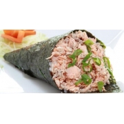Temaki (Cone): Temaki Philadélphia - Temaki (Ingredientes: Alga, arroz, Cream Cheese, Salmão Grelhado)