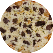 Premium: Filé e Catupiry - Pizza Broto (Ingredientes: Catupiry, Iscas de Filé, Molho, Mussarela)