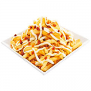 Petisco: Batata Frita do Rei com Catupiry e Bacon (1/2 porção, 200 g). - Acompanhamento: molho especial.