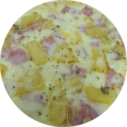 Estrela: Presunto e Abacaxi - Pizza Assada | Grande (Ingredientes: Molho de Tomate, Muçarela, Presunto, Abacaxi, Orégano)