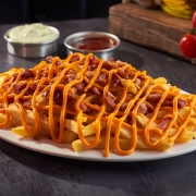 Porções: Batata da casa com chedder e bacon - Porção (Ingredientes: )