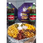Picadão: Picadão - Picadão Grande (Ingredientes: Aneis de Ceboa, Azeitonas em conserva, Batata Fritas, Calabresa, Coração, Farofa, Frango em Cubos, Iscas de Carne, Maionese, ovo de codorna, Pepino em conserva, Polenta)
