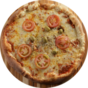 1,100: Bolonhesa - Pizza Grande 1,1kg (Ingredientes: Azeitona Verde, Carne Moída, Molho de Tomate, Mussarela, Orégano, Rodelas de Tomate)