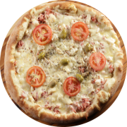 1kg: Bauru - 1kg (Ingredientes: azeitonas, molho de tomate, Mussarela, oregano, presunto, Rodelas de tomate)