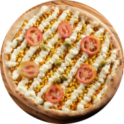 1,100: Fiorentina - Pizza Grande 1,1kg (Ingredientes: Azeitonas, Catupiry, Frango Desfiado, Milho, Molho de Tomate, Orégano, Rodelas de Tomate)