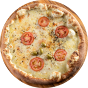 1,100: Mussarela - Pizza Grande 1,1kg (Ingredientes: Azeitonas, Molho de Tomate, Mussarela, Orégano, Rodelas de Tomate)