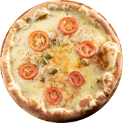1kg: Marguerita - 1kg (Ingredientes: azeitonas, manjericão, molho de tomate, Mussarela, Rodelas de tomate)