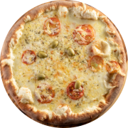 1,100: Napolitana - Pizza Grande 1,1kg (Ingredientes: Azeitonas, Molho de Tomate, Mussarela, Orégano, Parmesão, Provolone, Rodelas de Tomate)