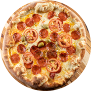 1,300: Peperone - Pizzas 1,3kg especiais (Ingredientes: Azeitonas, Molho de Tomate, Mussarela, Orégano, Peperone)