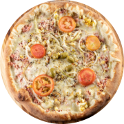 1,100: Portuguesa - Pizza Grande 1,1kg (Ingredientes: Azeitona, Cebola, Ervilha, Molho de Tomate, Mussarela, Orégano, Ovos, Presunto, Rodelas de Tomate)