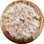 Pizzas doces: Pizza doce de Banana coco e canela - Pizza doce contendo um delicioso recheio de banana, mussarela, leite condensado, coco e canela em pó.