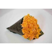 Temakis: Temaki Salmão Grelhado C/ Doritos - Temaki Tradicional (Ingredientes: Cebolinha, Cream Cheese, Doritos, Gergelim, Salmão Grelhado)