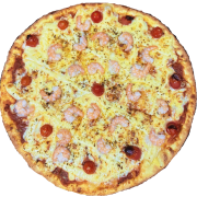 Premium: Camarão com Catupiry - Pizza Média (Ingredientes: Camarão Rosa, Catupiry, Molho, Muçarela, tomate cereja)