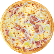 Atrativos da Casa: 592-Do Pai - Pizza Grande (Ingredientes: Azeitonas, Cebola, Frango, Molho de Tomate, Mussarela, Orégano, Ovos, Presunto)