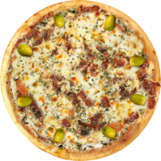 Legumes Vegetais: 20-Escarola - Pizza Broto (Ingredientes: Azeitonas, Bacon, Escarola Refogada, Molho de Tomate, Mussarela, Orégano)