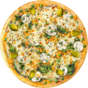 Legumes Vegetais: 38-Vegetariana - Pizza Broto (Ingredientes: Azeitonas, Brócolis, Ervilha, Escarola, Milho, Molho de Tomate, Mussarela, Orégano, Palmito)