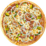Legumes Vegetais: 103-Alho Poró - Pizza Broto (Ingredientes: Alho Poró Refogado, Azeitonas, Molho de Tomate, Mussarela, Orégano)