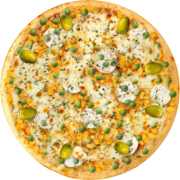 Legumes Vegetais: 111-Jardineira - Pizza Broto (Ingredientes: Azeitonas, Ervilha, Milho, Molho de Tomate, Mussarela, Orégano, Palmito)