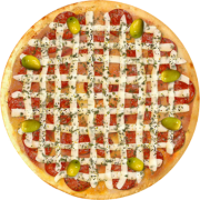 Embutidos: 430-Catubresa - Pizza Broto (Ingredientes: Azeitonas, Calabresa Fatiada, Catupiry Original, Molho de Tomate, Orégano)