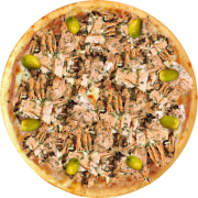 Veio do Mar: 548-Salmão - Pizza Broto (Ingredientes: Azeitonas, Molho de Tomate, Mussarela, Orégano, Salmão Grelhado)