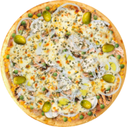 Veio do Mar: 593-Alteza - Pizza Broto (Ingredientes: Atum, Azeitonas, Cebola, Ervilha, Milho, Molho de Tomate, Mussarela, Orégano, Ovos, Palmito)