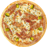 Aves: 596-Escondidinho de Frango - Pizza Broto (Ingredientes: Azeitonas, Frango, Molho de Tomate, Mussarela, Orégano, Parmesão, Purê de Batata)