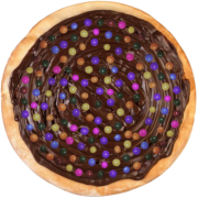 Delícias: 732-Disqueti - Pizza Broto (Ingredientes: Chocolate ao Leite, Confete de Chocolate Disqueti)
