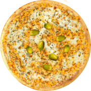 Aves: 22-Frango Com Mussarela - Pizza Broto (Ingredientes: Azeitonas, Frango Desfiado, Milho, Molho de Tomate, Mussarela, Orégano)
