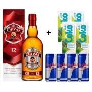 Combo: Combo de Chivas 1L C/ Red Bull - Chivas Regal 1L, 4 Red Bull, 4 Gelos e 2 Copos 700ml