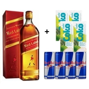 Combo: Combo de Red Label 1L C/ Red Bull - Red Label 1L, 4 Red Bull, 4 Gelos e 2 Copos 700ml
