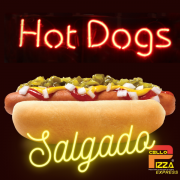 Hot Dog Salgado: Hot Dog Simples - Hot Dog (Ingredientes: Batata Palha, Ervilha, Maionese, Milho, Pão de Hot Dog, Purê de Batata, Salsicha ao Molho)