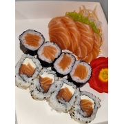 Combos: Combinado takumi+ 10 Hot Rolls - Combos e Combinados (Ingredientes: 4 HOSSOMAKI SALMÃO, 4 SASHIMI, 4 UAMAKI SALMÃO)