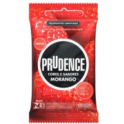 Preservativos: Prudence Morango c/ 3 Unidades - Preservativo