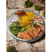 Poke: Poke Salmão Cru - Tamanho Grande 500 gramas aprox. (Ingredientes: .)