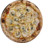 Tradicionais: La Pera - Pizza Individual (Ingredientes: Gorgonzola, Mel, Molho da Casa Com Tomates Pelados, Muçarela, Nozes, Pêra)