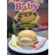 Hambúrguer: X Burguer - Hambúrguer (Ingredientes: Hambúrguer, Maionese, Mussarela, Pão, Presunto)