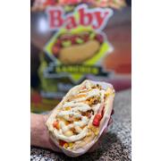 Hot Dogs - Salgados: Dog Baby - Hot Dogs (Ingredientes: Bacon, Barbecue, Batata Palha, Calabresa, Catchup, Catupiry, Cebola, Cheddar, Farofa, Maionese, Milho, Molho Especial, Mostarda, Ovo, Pão, Queijo, Tomate, Vina)