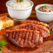 Porções: Contra Filé - Porções acompanhamento (Ingredientes: Acompanha Arroz Branco, Farofa, maionese, Selecione o seu acompanhamento)