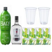 Combo: Combo Gin Rocks Tradicional 1L C/ Baly Maça Verde 2L - 1 Gin Rocks Tradicional 1L / 1 Baly Maçã Verde/ 4 Gelos de sabor / 2 Copos 700ml
