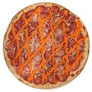 Tradicionais: Calabresa Cheddar - Pizza Grande (Ingredientes: Calabresa, Cebola, Cheddar, Molho, Mussarela, Orégano)