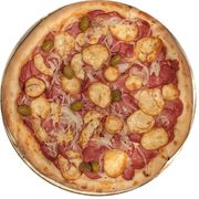 Tradicionais: Francesa - Pizza Grande (Ingredientes: Azeitona, Calabresa, Cebola, Molho, Mussarela, Orégano, Provolone)